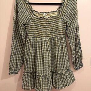 American Eagle Outfitters Blue Plaid Mini Dress